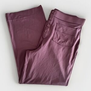 Halara High Waisted Button Pocket Straight Leg Casual Pant Purple XL Pull On